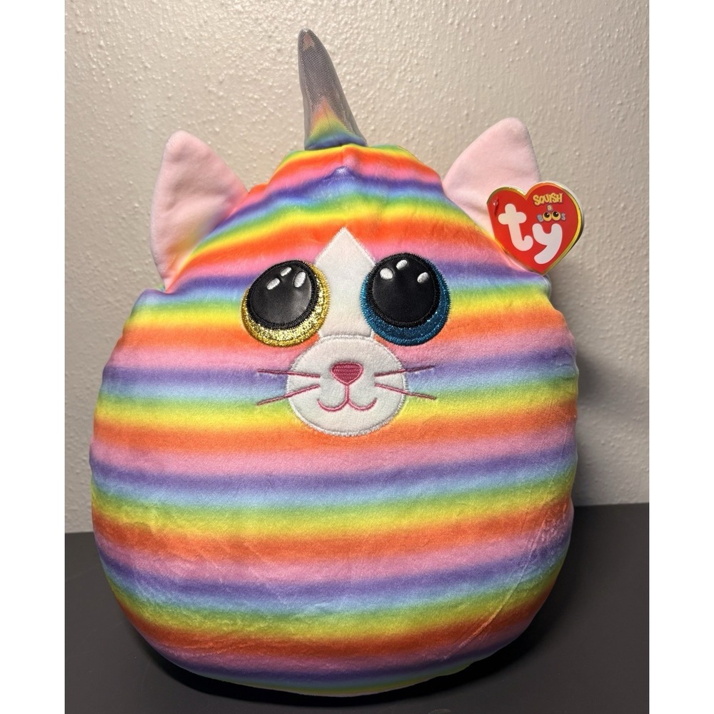 TY Squish-A-Boos Plush - HEATHER the UniCat (14/15inch) - New Squishy Plush Toy